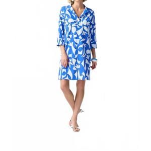 Joseph Ribkoff | Dresses | New Joseph Ribkoff Abstract Print 34 Sleeve  Shirt Dress In Bluevanilla | Poshmark